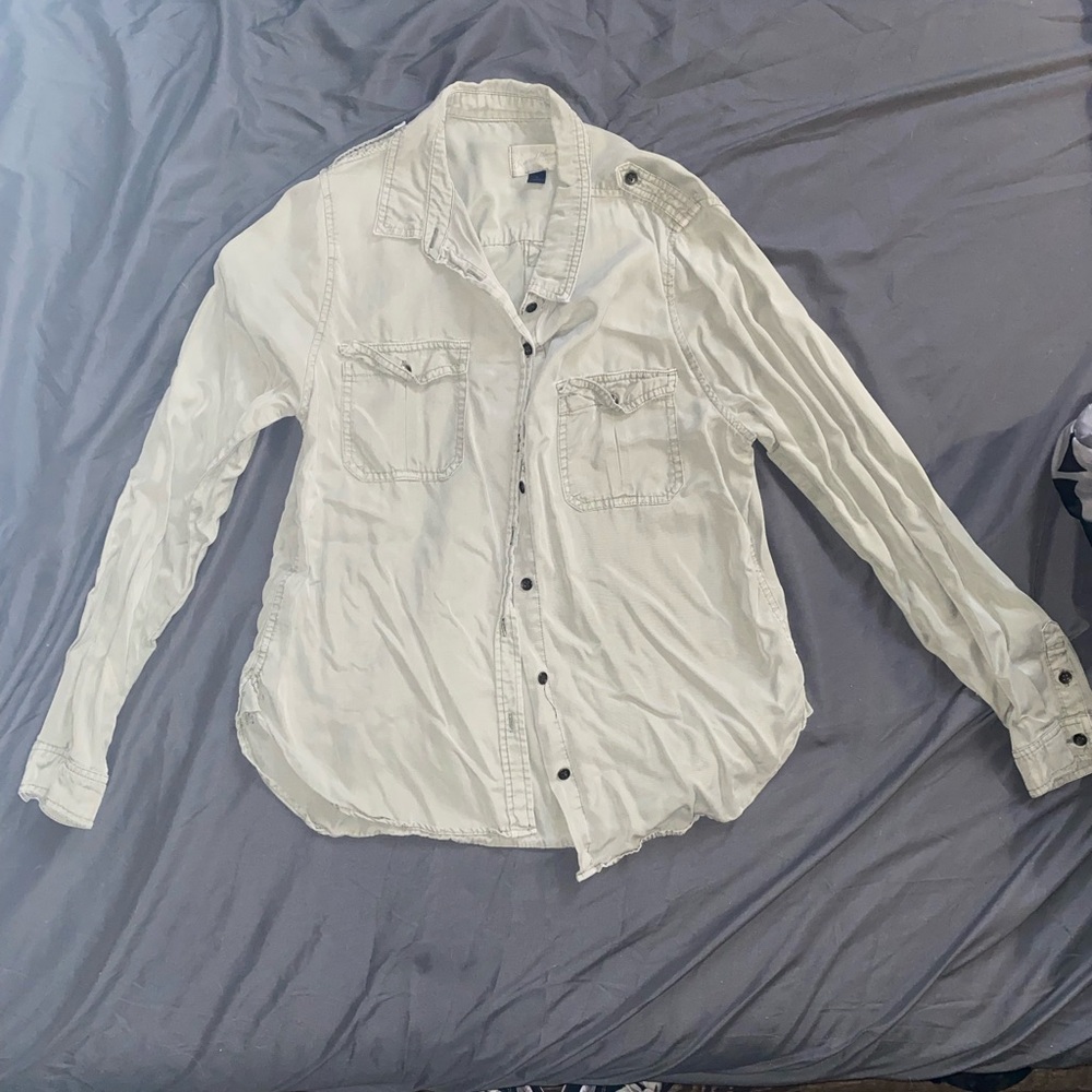 Green button down shirt